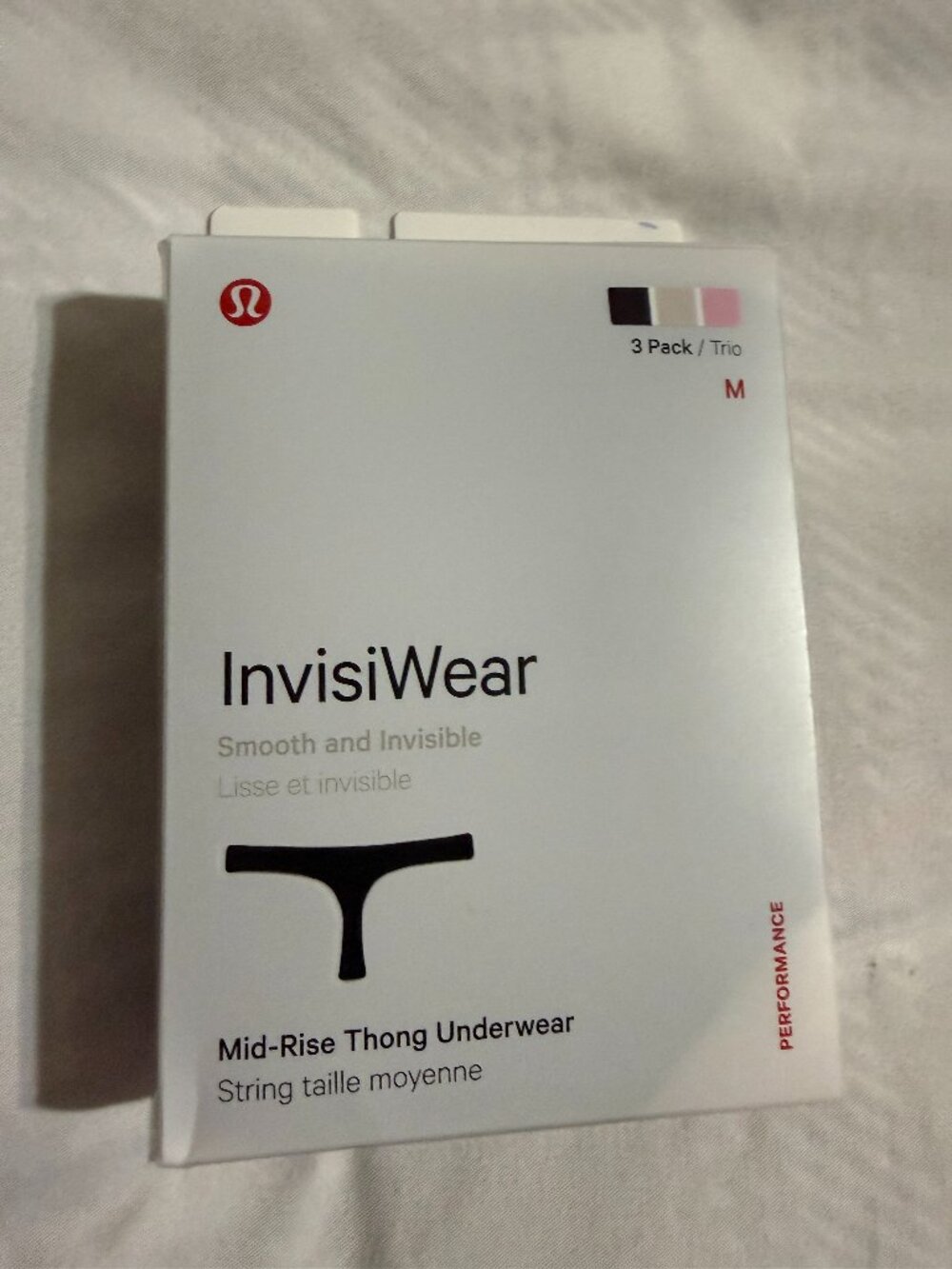 Lululemon InvisWear Mid-Rise Thong Underwear 3 Pack – New- Size M